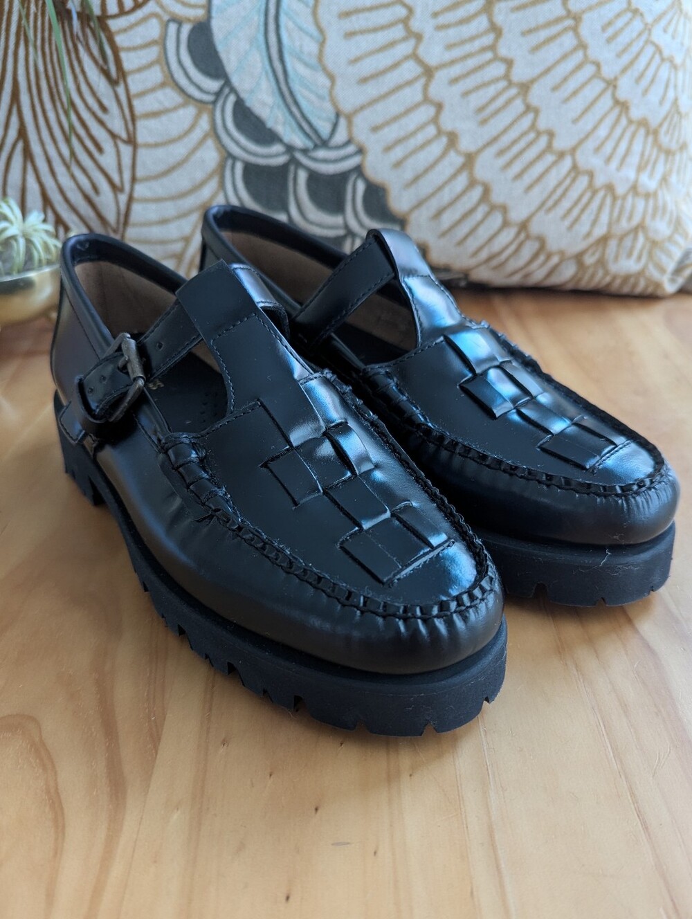 G. H. Bass Black Mary Jane Fisherman Super Lug Weejuns